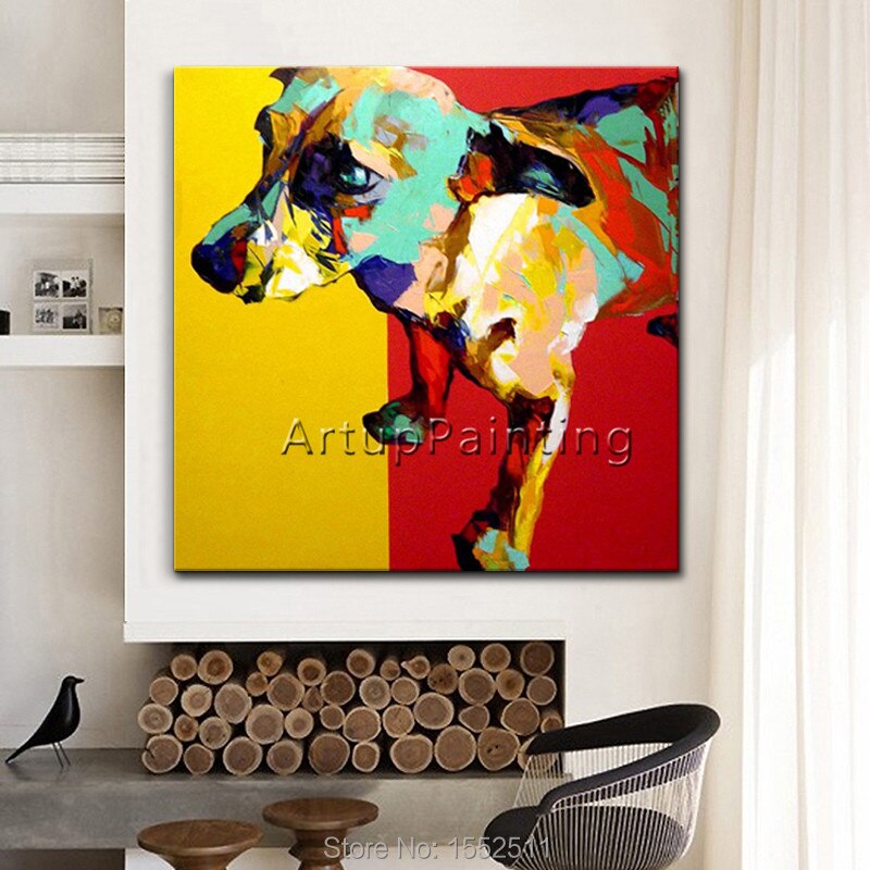 Pop art-pintura al óleo abstracta moderna para decoración del hogar, pintura al óleo hecha a mano de perros y mascotas en lienzo, arte Animal Pop, sala de estar 1 Pop art-pintura al óleo abstracta moderna para decoración del hogar, pintura al óleo hecha a mano de perros y mascotas en lienzo, arte Animal Pop, sala de estar 1