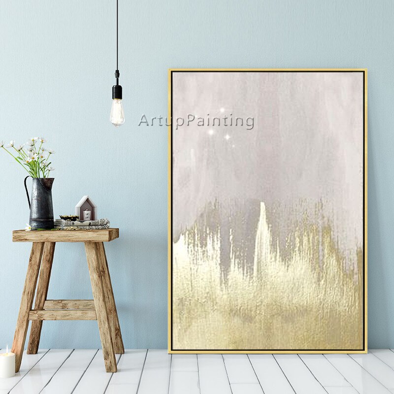 Pintura en lienzo de estilo n&oacute;rdico para decoraci&oacute;n del hogar, pintura acr&iacute;lica dorada, im&aacute;genes art&iacute;sticas de pared abstractas modernas para sala de estar, caudros