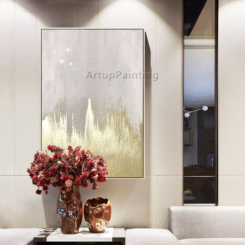 Pintura en lienzo de estilo n&oacute;rdico para decoraci&oacute;n del hogar, pintura acr&iacute;lica dorada, im&aacute;genes art&iacute;sticas de pared abstractas modernas para sala de estar, caudros
