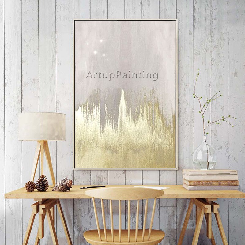Pintura en lienzo de estilo n&oacute;rdico para decoraci&oacute;n del hogar, pintura acr&iacute;lica dorada, im&aacute;genes art&iacute;sticas de pared abstractas modernas para sala de estar, caudros