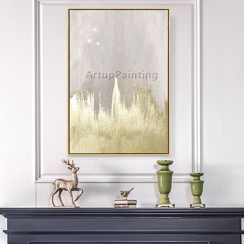 Pintura en lienzo de estilo n&oacute;rdico para decoraci&oacute;n del hogar, pintura acr&iacute;lica dorada, im&aacute;genes art&iacute;sticas de pared abstractas modernas para sala de estar, caudros
