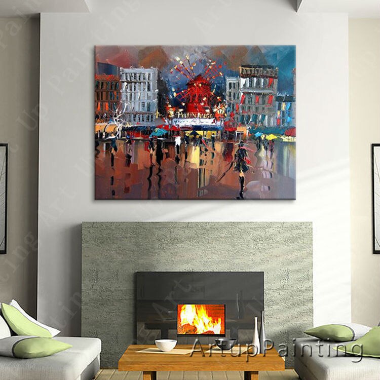 Pintura de arte callejero de Par&iacute;s, decoraci&oacute;n del hogar, pintura al &oacute;leo, im&aacute;genes de pared para sala de estar, pintura de Arte de pared, paint6
