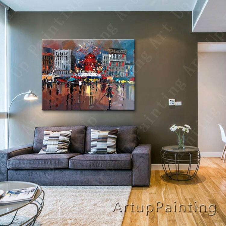 Pintura de arte callejero de Par&iacute;s, decoraci&oacute;n del hogar, pintura al &oacute;leo, im&aacute;genes de pared para sala de estar, pintura de Arte de pared, paint6