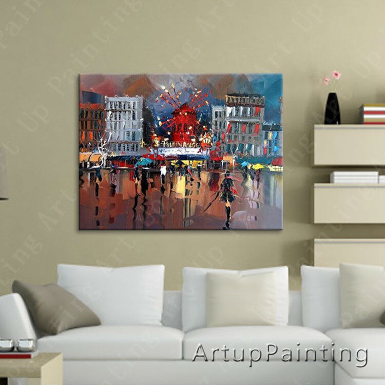 Pintura de arte callejero de Par&iacute;s, decoraci&oacute;n del hogar, pintura al &oacute;leo, im&aacute;genes de pared para sala de estar, pintura de Arte de pared, paint6