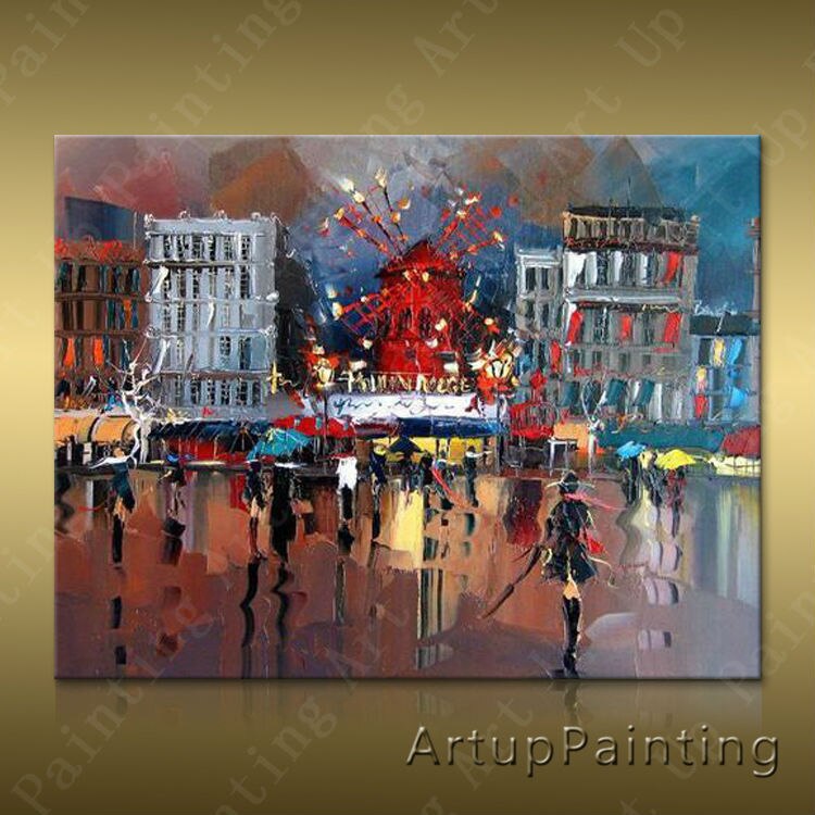 Pintura de arte callejero de Par&iacute;s, decoraci&oacute;n del hogar, pintura al &oacute;leo, im&aacute;genes de pared para sala de estar, pintura de Arte de pared, paint6