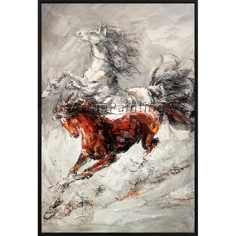 Pintura en lienzo acr&iacute;lica para decoraci&oacute;n del hogar, im&aacute;genes art&iacute;sticas de pared de caballo abstracto para sala de estar, con motivos de animales, cuadros6