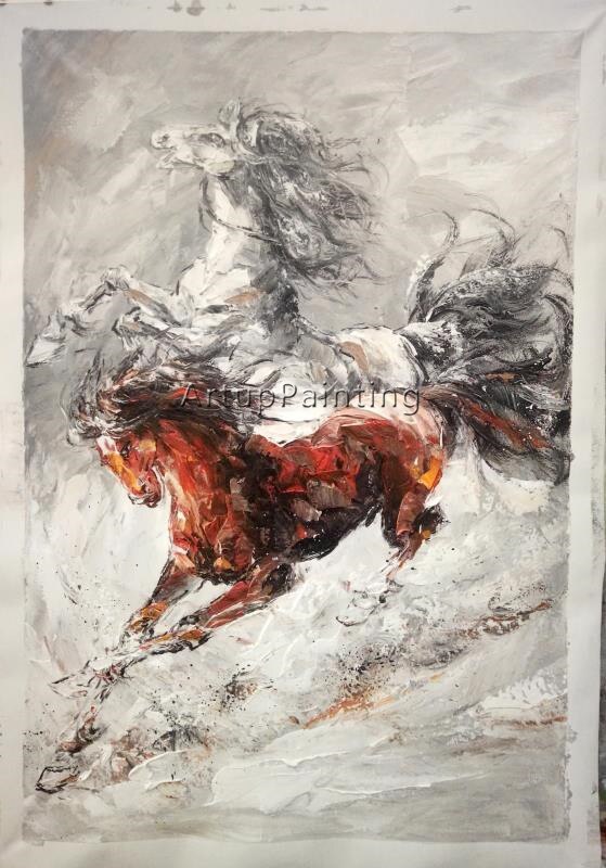 Pintura en lienzo acr&iacute;lica para decoraci&oacute;n del hogar, im&aacute;genes art&iacute;sticas de pared de caballo abstracto para sala de estar, con motivos de animales, cuadros6
