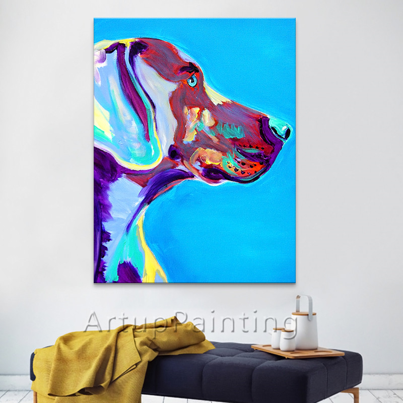 Pintura de perro, pinturas al óleo abstractas modernas sobre lienzo para pintura manual de perros pop art, animales Pintura de perro, pinturas al óleo abstractas modernas sobre lienzo para pintura manual de perros pop art, animales