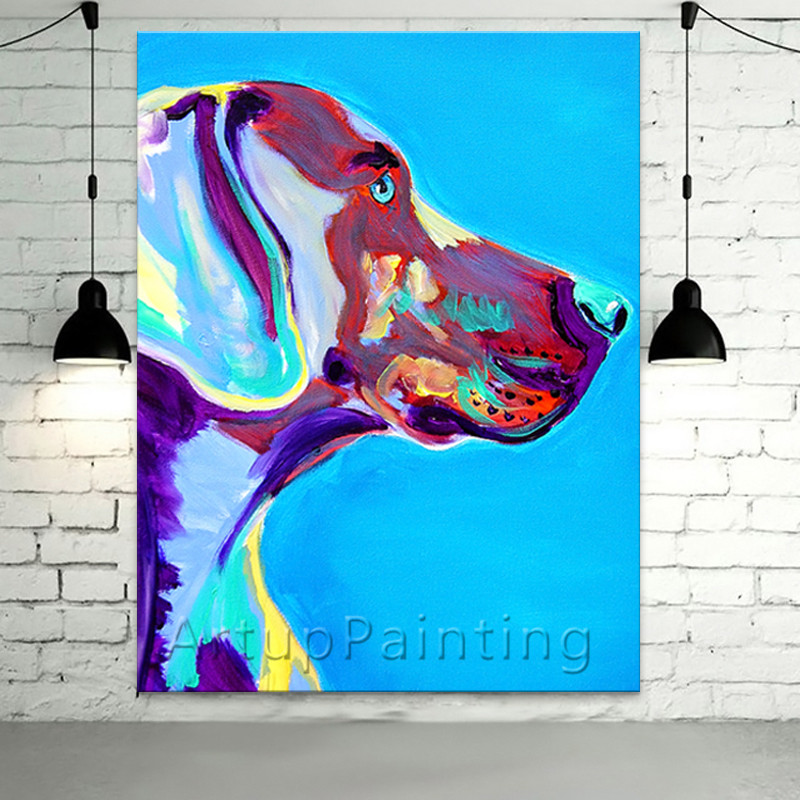 Pintura de perro, pinturas al óleo abstractas modernas sobre lienzo para pintura manual de perros pop art, animales Pintura de perro, pinturas al óleo abstractas modernas sobre lienzo para pintura manual de perros pop art, animales