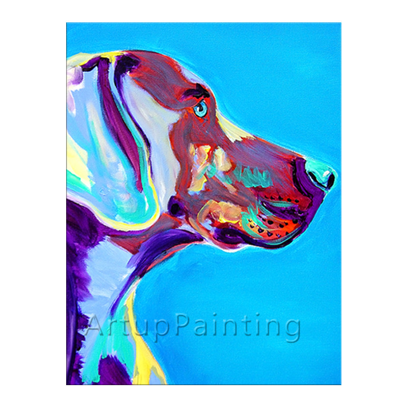 Pintura de perro, pinturas al &oacute;leo abstractas modernas sobre lienzo para pintura manual de perros pop art, animales