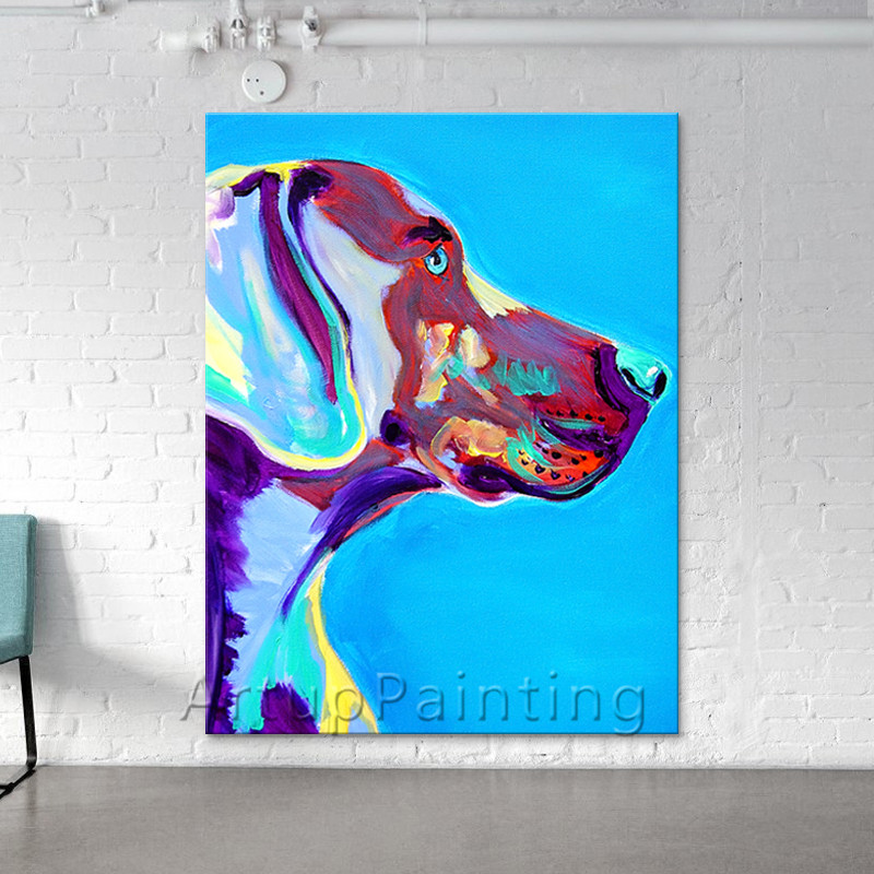 Pintura de perro, pinturas al óleo abstractas modernas sobre lienzo para pintura manual de perros pop art, animales Pintura de perro, pinturas al óleo abstractas modernas sobre lienzo para pintura manual de perros pop art, animales