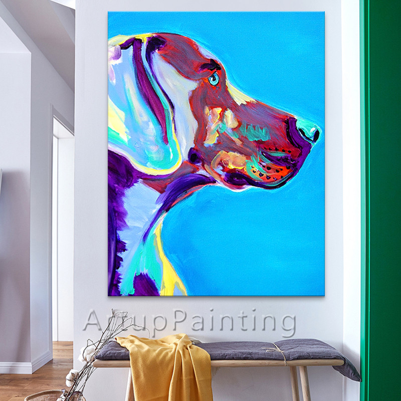 Pintura de perro, pinturas al óleo abstractas modernas sobre lienzo para pintura manual de perros pop art, animales Pintura de perro, pinturas al óleo abstractas modernas sobre lienzo para pintura manual de perros pop art, animales