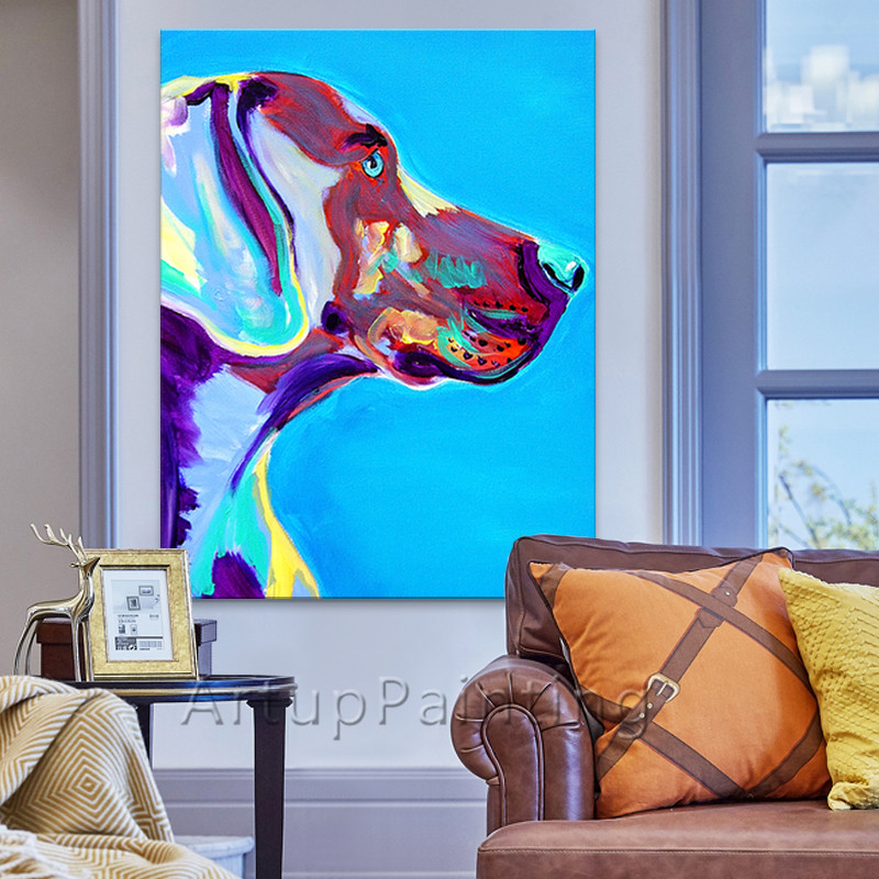 Pintura de perro, pinturas al óleo abstractas modernas sobre lienzo para pintura manual de perros pop art, animales Pintura de perro, pinturas al óleo abstractas modernas sobre lienzo para pintura manual de perros pop art, animales