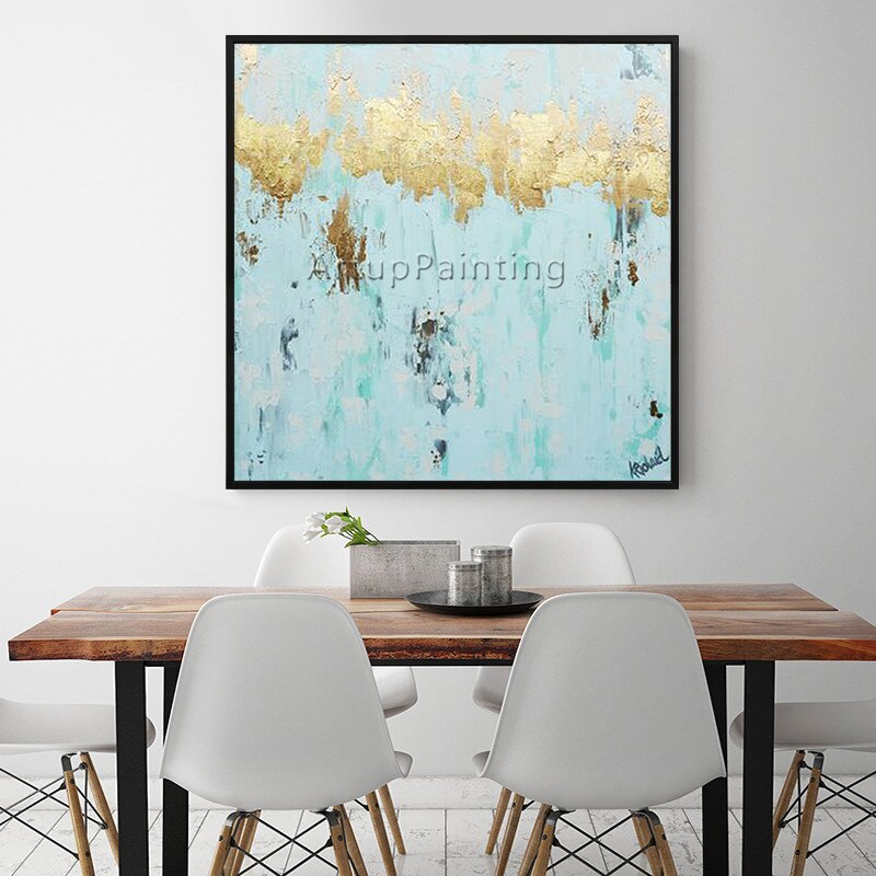 Pintura en lienzo de estilo n&oacute;rdico, pintura acr&iacute;lica de oro azul, im&aacute;genes art&iacute;sticas de pared abstractas modernas para sala de estar, caudros, decoraci&oacute;n 90