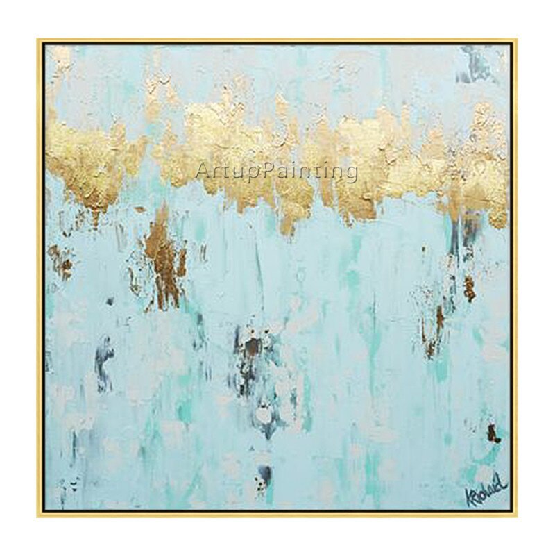 Pintura en lienzo de estilo n&oacute;rdico, pintura acr&iacute;lica de oro azul, im&aacute;genes art&iacute;sticas de pared abstractas modernas para sala de estar, caudros, decoraci&oacute;n 90