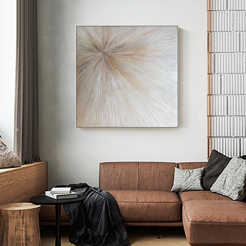 Pinturas al &oacute;leo de lona doradas geom&eacute;tricas abstractas modernas, arte pintado a mano, im&aacute;genes de decoraci&oacute;n del hogar para sala de estar, decoraci&oacute;n de pared