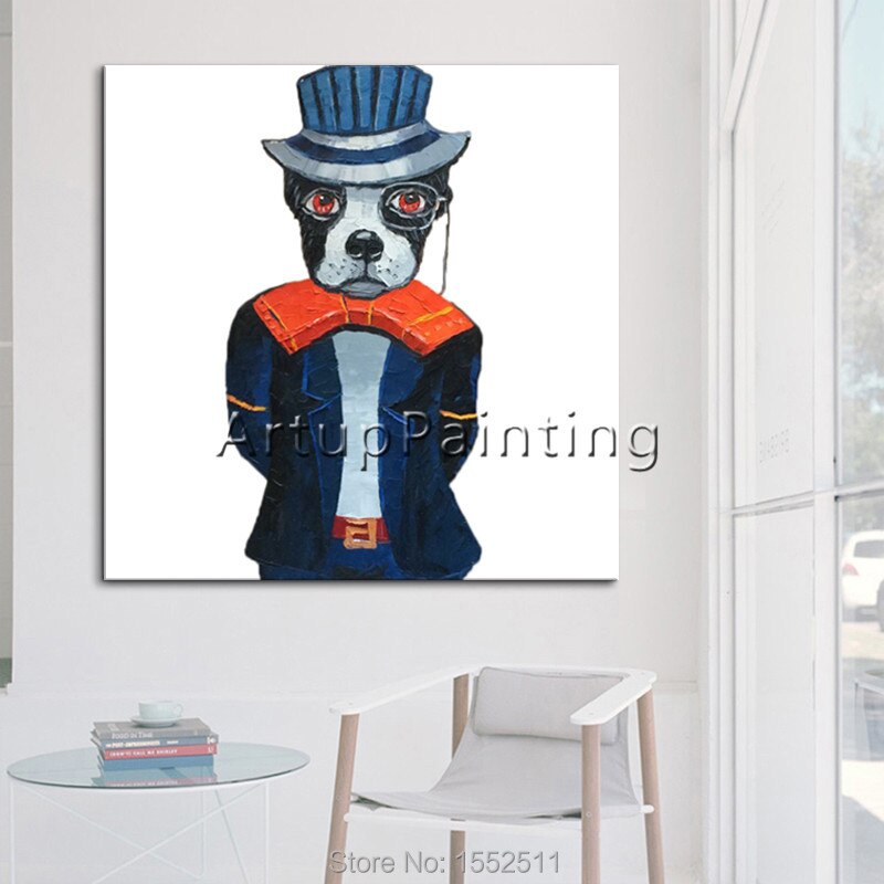 Pop art-pintura al &oacute;leo abstracta moderna para decoraci&oacute;n del hogar, pintura al &oacute;leo hecha a mano de perros y mascotas, para sala de estar
