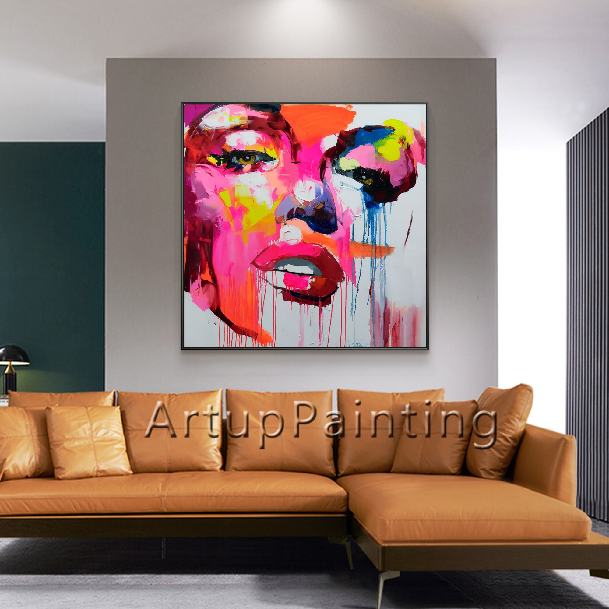 Paleta de pintura acr&iacute;lica al &oacute;leo para decoraci&oacute;n del hogar, lienzo grande pintado a mano con cuchillo, retrato de Marilyn Monroe, Cara de francotirador, Nielly, arte de pared