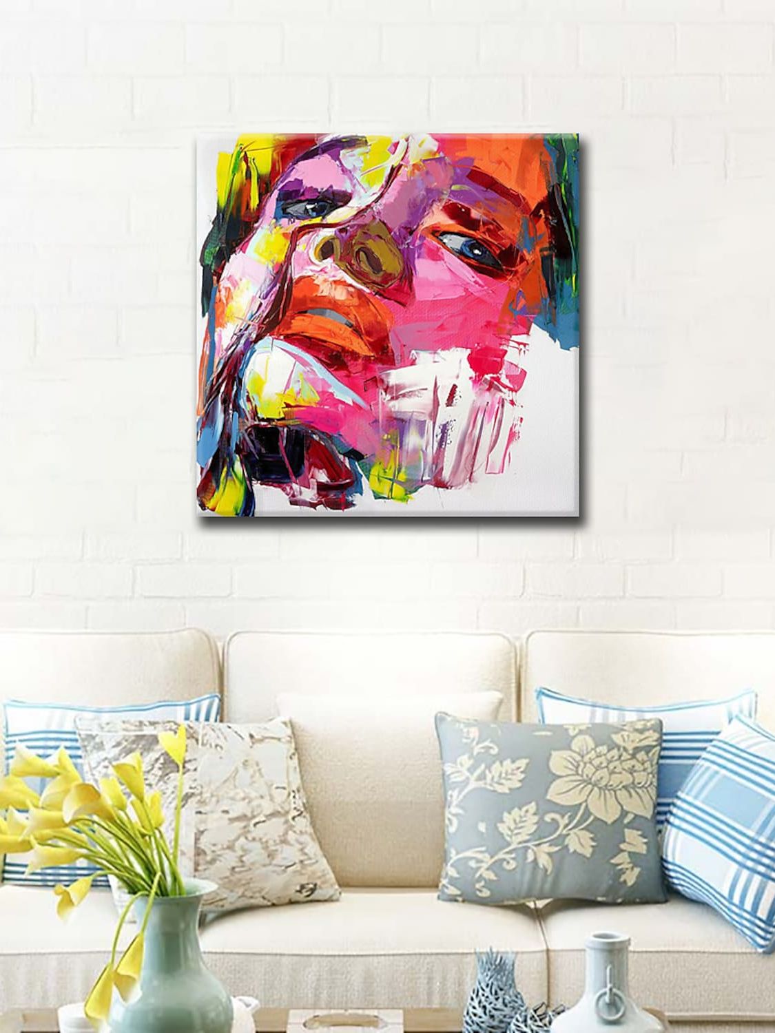 Paleta de pintura de retrato con cara de cuchillo, imagen art&iacute;stica de pared colorida de francotirador Nielly para sala de estar, decoraci&oacute;n de caudros con textura pesada