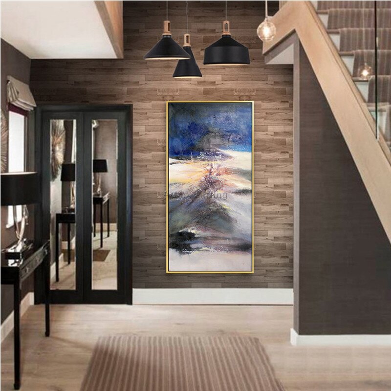 Pintura en lienzo, cuadros de decoraci&oacute;n abstracta, acr&iacute;lico, azul, arte de pared, im&aacute;genes para sala de estar, decoraci&oacute;n del hogar, quareos99