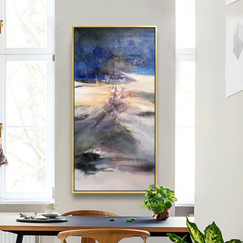 Pintura en lienzo, cuadros de decoraci&oacute;n abstracta, acr&iacute;lico, azul, arte de pared, im&aacute;genes para sala de estar, decoraci&oacute;n del hogar, quareos99
