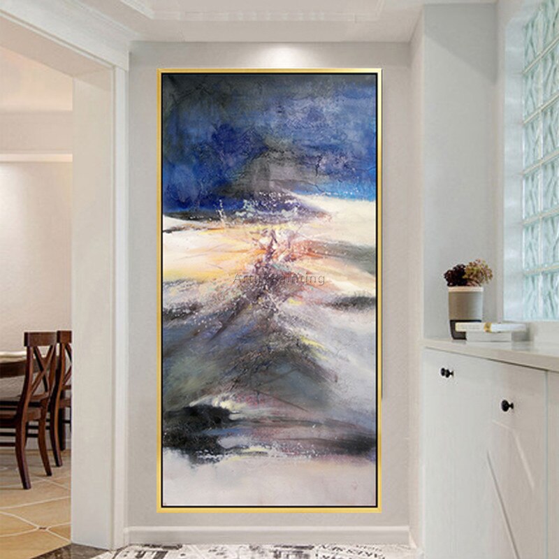 Pintura en lienzo, cuadros de decoraci&oacute;n abstracta, acr&iacute;lico, azul, arte de pared, im&aacute;genes para sala de estar, decoraci&oacute;n del hogar, quareos99