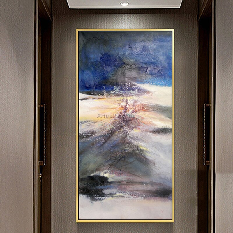 Pintura en lienzo, cuadros de decoraci&oacute;n abstracta, acr&iacute;lico, azul, arte de pared, im&aacute;genes para sala de estar, decoraci&oacute;n del hogar, quareos99