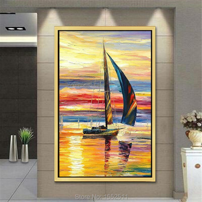 Pintura al &oacute;leo sobre lienzo para decoraci&oacute;n de caudros, pintura acr&iacute;lica para barco, yate, pared, arte, sala de estar imagen para, decoraci&oacute;n del hogar, quadros05