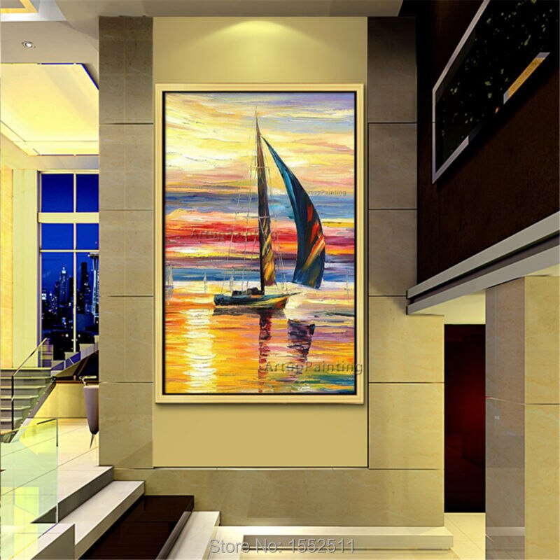 Pintura al &oacute;leo sobre lienzo para decoraci&oacute;n de caudros, pintura acr&iacute;lica para barco, yate, pared, arte, sala de estar imagen para, decoraci&oacute;n del hogar, quadros05