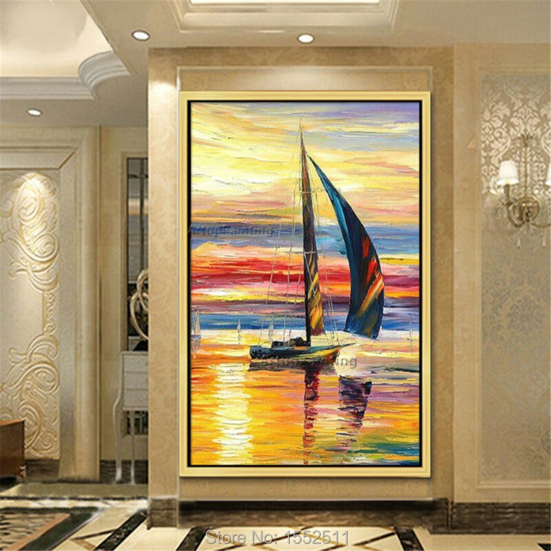 Pintura al &oacute;leo sobre lienzo para decoraci&oacute;n de caudros, pintura acr&iacute;lica para barco, yate, pared, arte, sala de estar imagen para, decoraci&oacute;n del hogar, quadros05