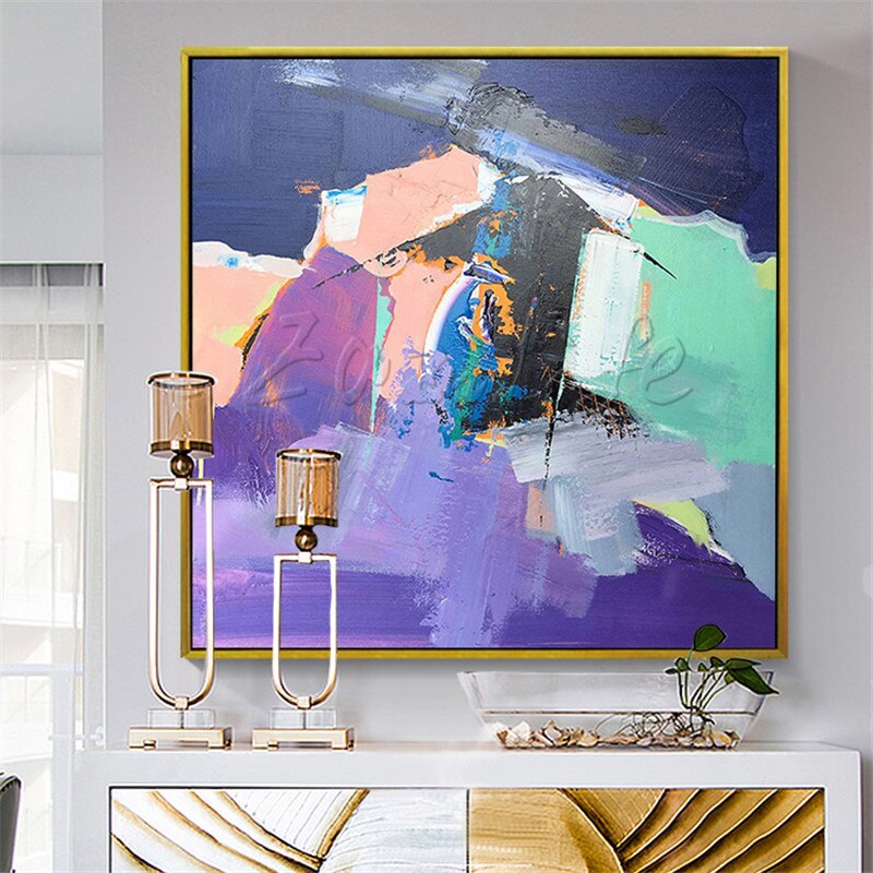 Cuadros de arte de pared pintados a mano, pinturas al &oacute;leo de lienzo, cuadros abstractos modernos grandes baratos, decoraci&oacute;n del hogar