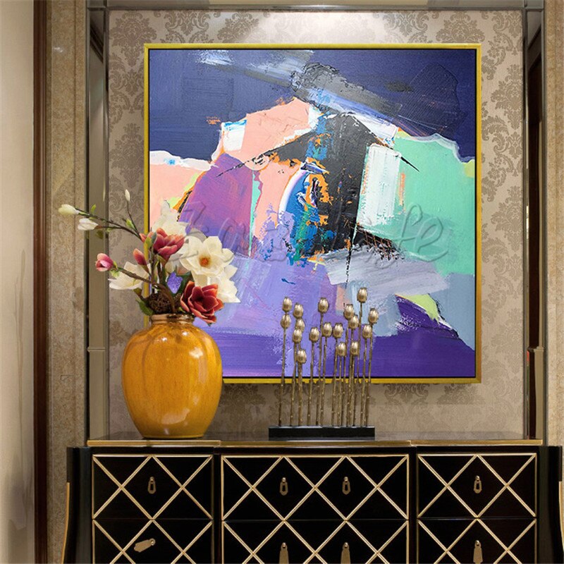 Cuadros de arte de pared pintados a mano, pinturas al &oacute;leo de lienzo, cuadros abstractos modernos grandes baratos, decoraci&oacute;n del hogar