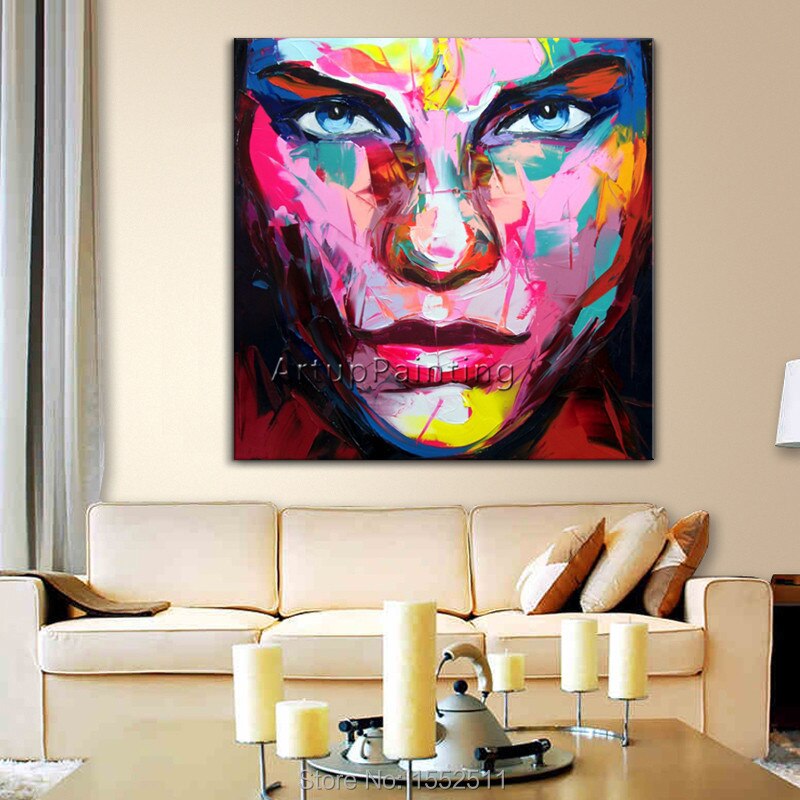 Retrato cara pintura al &oacute;leo paleta cuchillo Impasto figura lienzo pintado a mano francotirador Nielly pared arte im&aacute;genes para sala de estar 4
