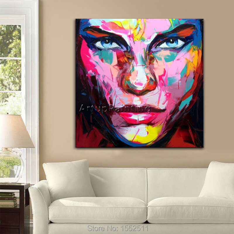 Retrato cara pintura al &oacute;leo paleta cuchillo Impasto figura lienzo pintado a mano francotirador Nielly pared arte im&aacute;genes para sala de estar 4
