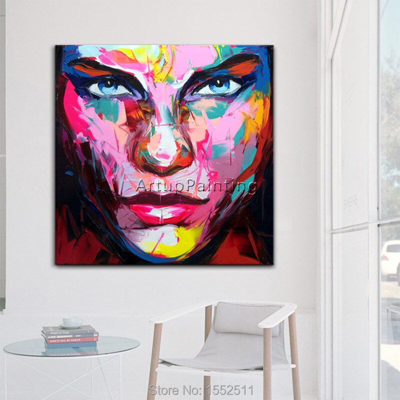 Retrato cara pintura al &oacute;leo paleta cuchillo Impasto figura lienzo pintado a mano francotirador Nielly pared arte im&aacute;genes para sala de estar 4