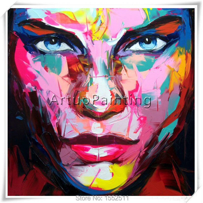 Retrato cara pintura al &oacute;leo paleta cuchillo Impasto figura lienzo pintado a mano francotirador Nielly pared arte im&aacute;genes para sala de estar 4