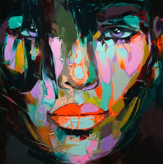 Francoise Nielly-paleta de pintura en lienzo, pintura al &oacute;leo de cara de cuchillo, im&aacute;genes art&iacute;sticas de pared para sala de estar, decoraci&oacute;n del hogar, decoraci&oacute;n de caudros