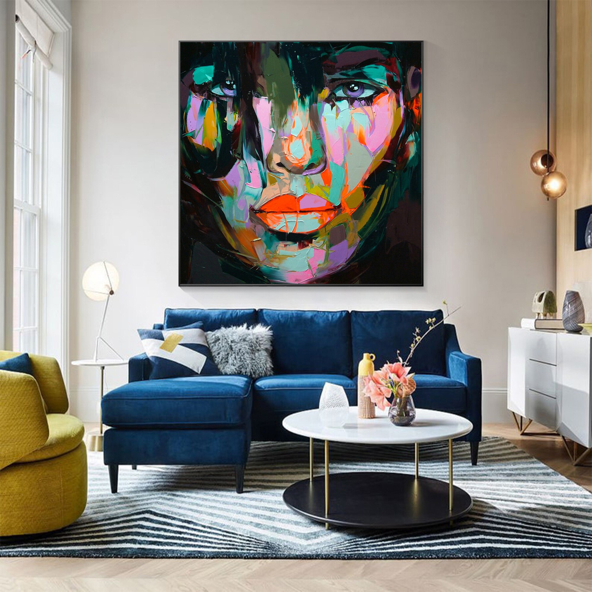Francoise Nielly-paleta de pintura en lienzo, pintura al &oacute;leo de cara de cuchillo, im&aacute;genes art&iacute;sticas de pared para sala de estar, decoraci&oacute;n del hogar, decoraci&oacute;n de caudros