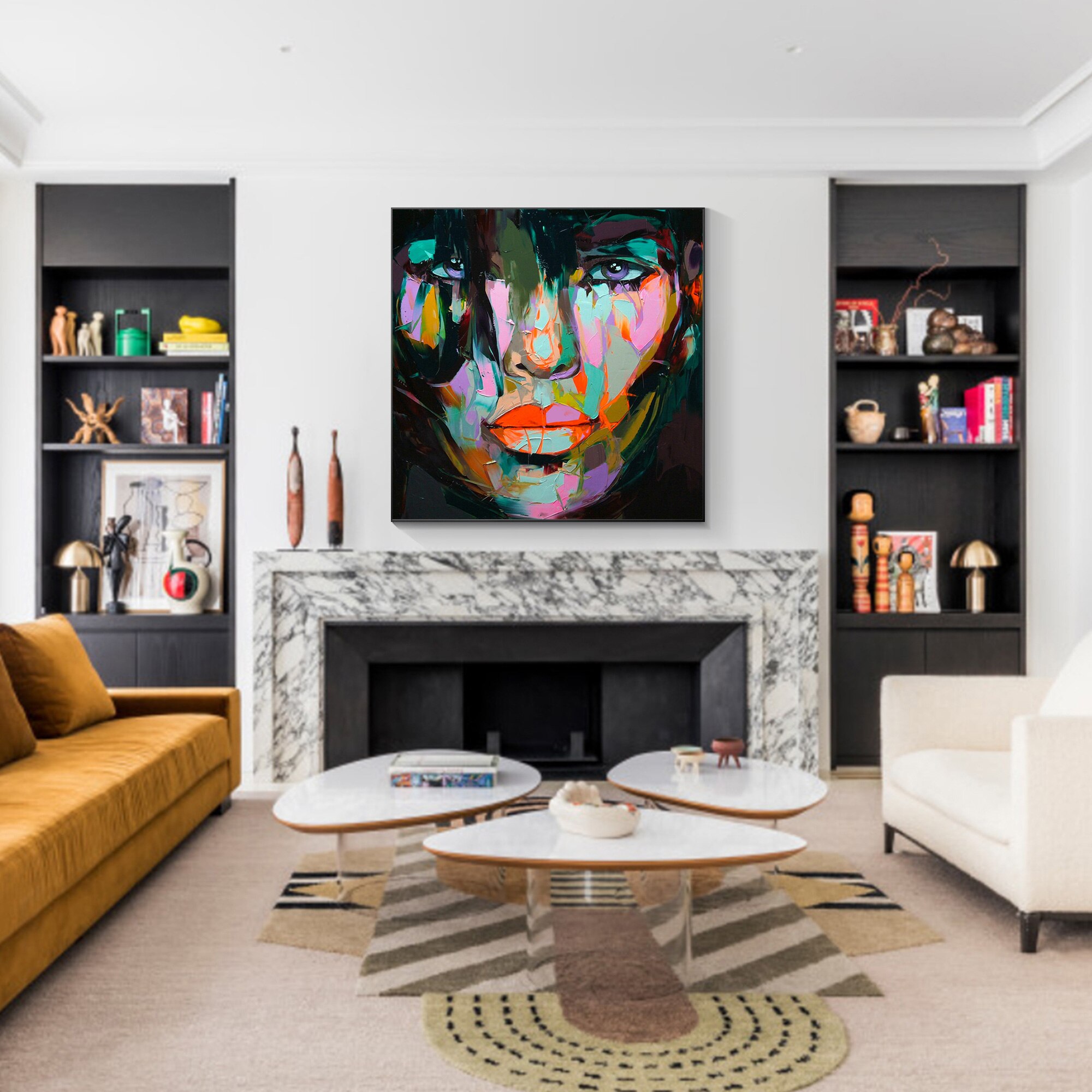 Francoise Nielly-paleta de pintura en lienzo, pintura al &oacute;leo de cara de cuchillo, im&aacute;genes art&iacute;sticas de pared para sala de estar, decoraci&oacute;n del hogar, decoraci&oacute;n de caudros