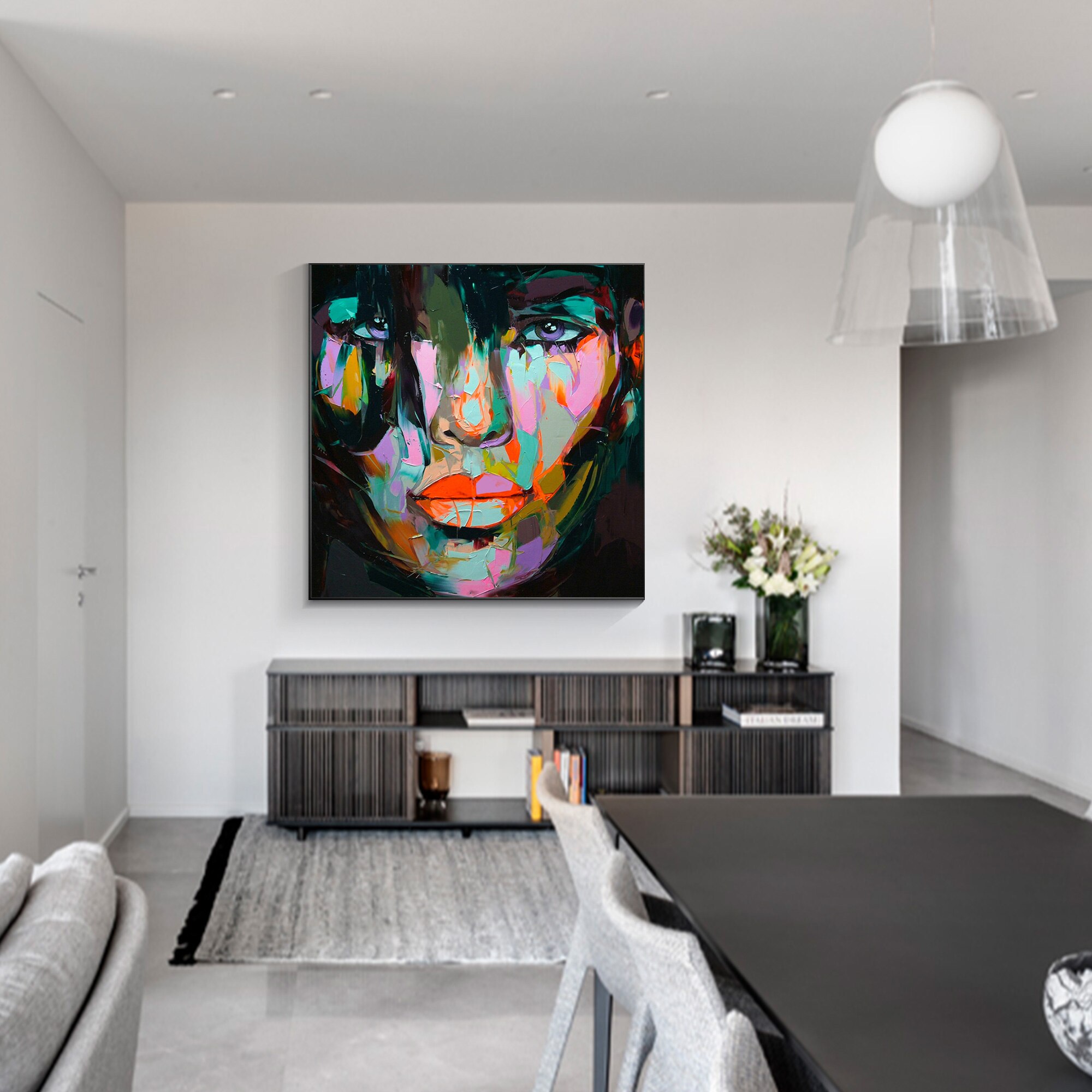 Francoise Nielly-paleta de pintura en lienzo, pintura al &oacute;leo de cara de cuchillo, im&aacute;genes art&iacute;sticas de pared para sala de estar, decoraci&oacute;n del hogar, decoraci&oacute;n de caudros