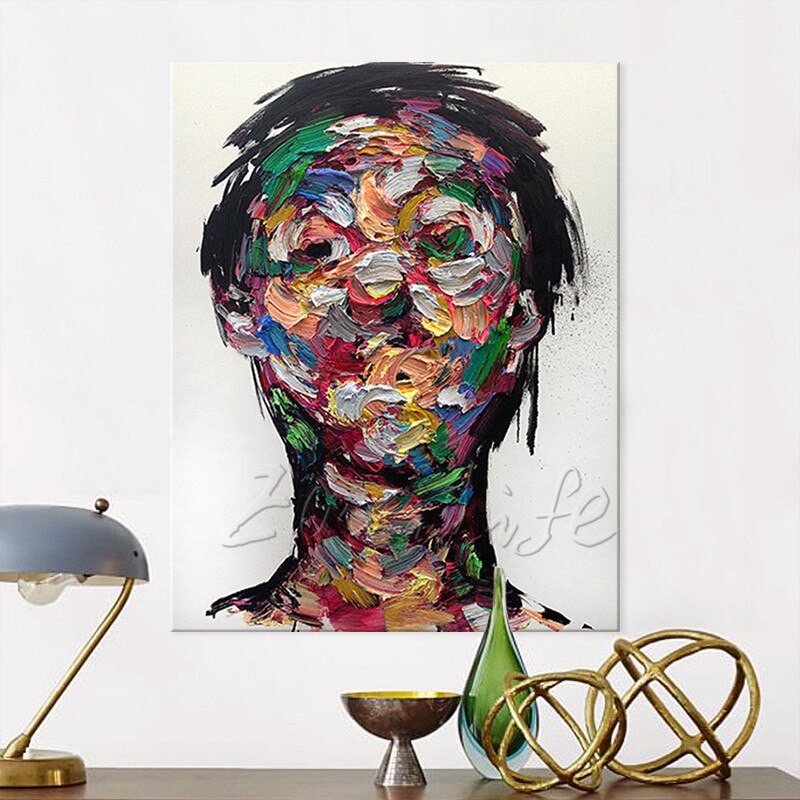 Retrato de hombre pintado a mano, paleta de cuchillo de francotirador Nielly, pintura al &oacute;leo de cara, personaje, figura canva, imagen art&iacute;stica de pared