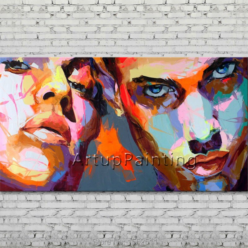 Paleta de cuchillo para retrato de cara, pintura al &oacute;leo de personaje, figura canva pintada a mano, cuadro art&iacute;stico de pared de francotirador Nielly para sala de estar 25