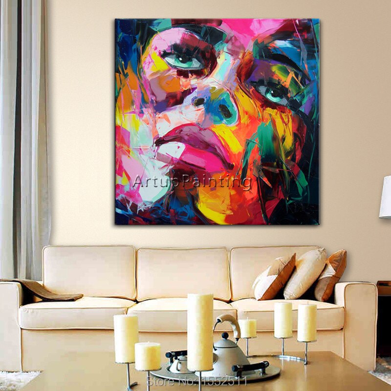 Paleta de pintura al &oacute;leo de retrato facial, cuchillo de Impasto, figura de lienzo pintada a mano, im&aacute;genes art&iacute;sticas de pared de francotirador Nielly para sala de estar 6