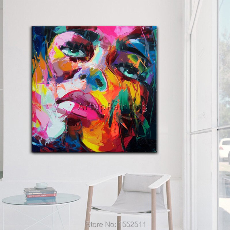 Paleta de pintura al &oacute;leo de retrato facial, cuchillo de Impasto, figura de lienzo pintada a mano, im&aacute;genes art&iacute;sticas de pared de francotirador Nielly para sala de estar 6