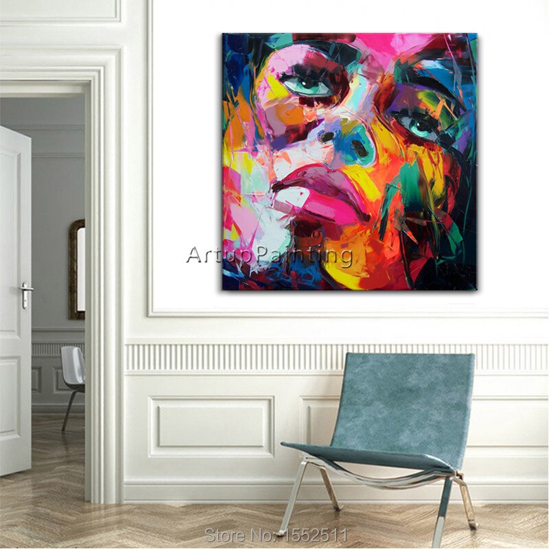 Paleta de pintura al &oacute;leo de retrato facial, cuchillo de Impasto, figura de lienzo pintada a mano, im&aacute;genes art&iacute;sticas de pared de francotirador Nielly para sala de estar 6