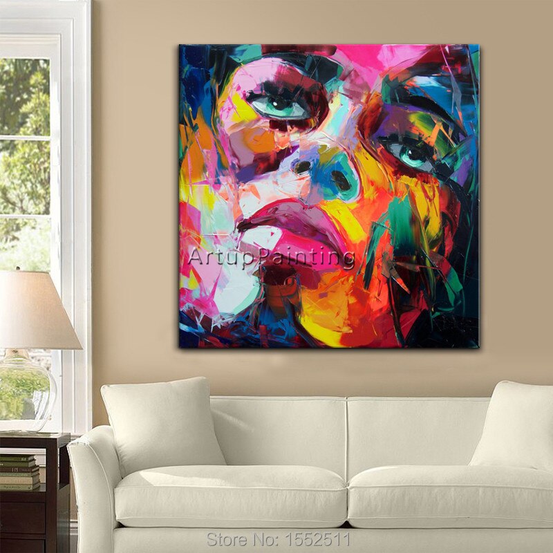Paleta de pintura al &oacute;leo de retrato facial, cuchillo de Impasto, figura de lienzo pintada a mano, im&aacute;genes art&iacute;sticas de pared de francotirador Nielly para sala de estar 6