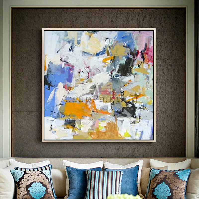 Pintura en lienzo para decoraci&oacute;n del hogar, pintura acr&iacute;lica abstracta, cuadros art&iacute;sticos de pared para sala de estar, color abstracto