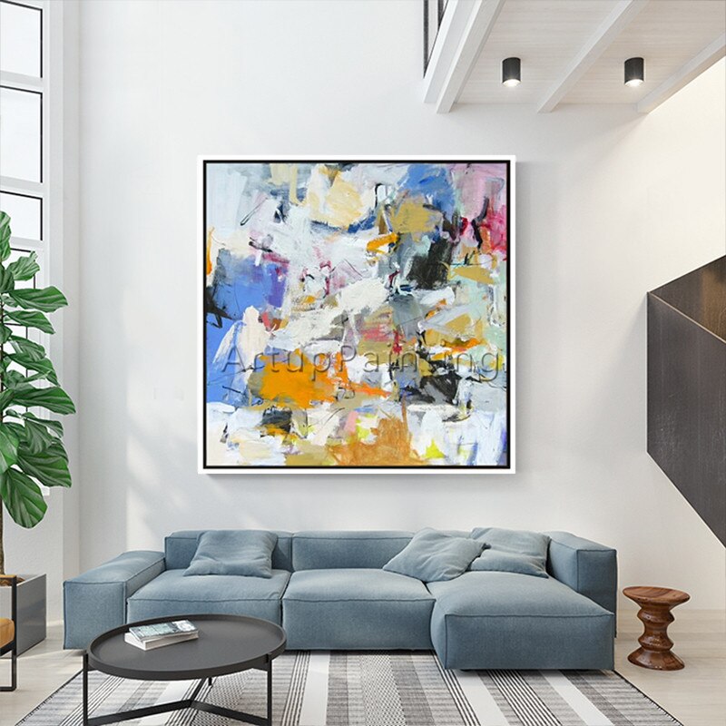 Pintura en lienzo para decoraci&oacute;n del hogar, pintura acr&iacute;lica abstracta, cuadros art&iacute;sticos de pared para sala de estar, color abstracto