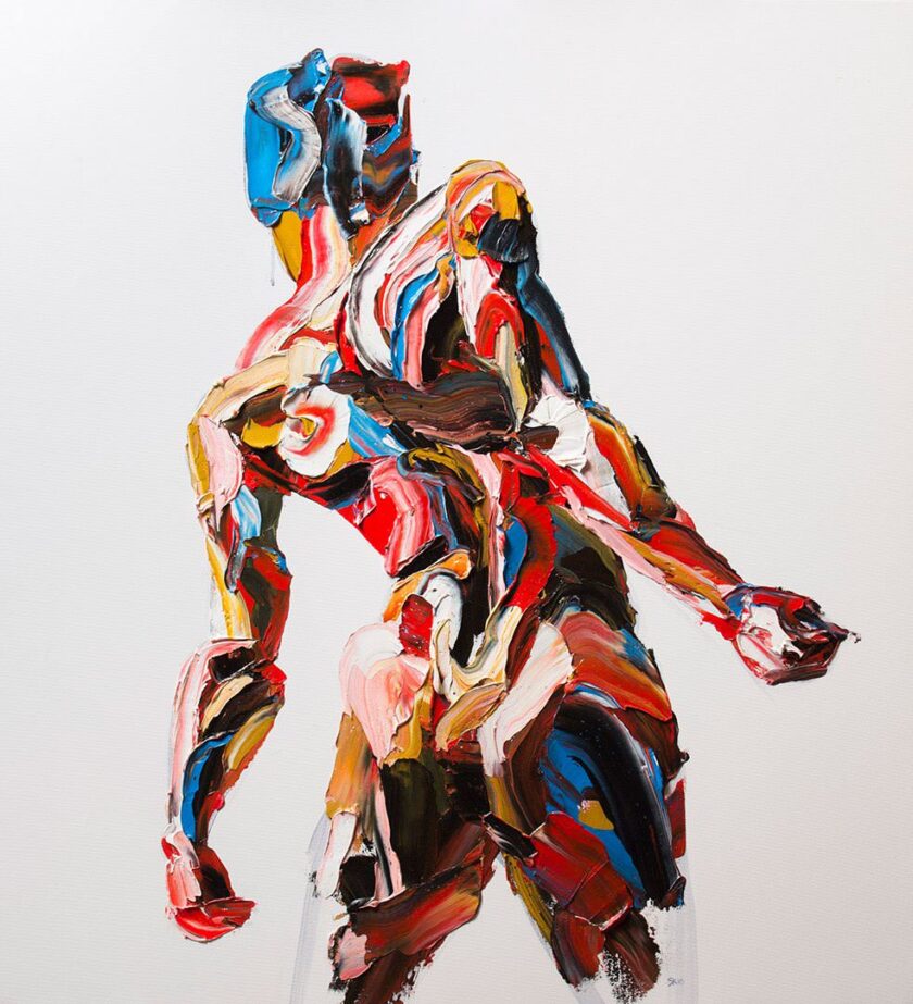 Paleta abstracta moderna con cuchillo, pintura al &oacute;leo, arte expresivo, textura pesada, lienzo de Impasto colorido, decoraci&oacute;n para sal&oacute;n