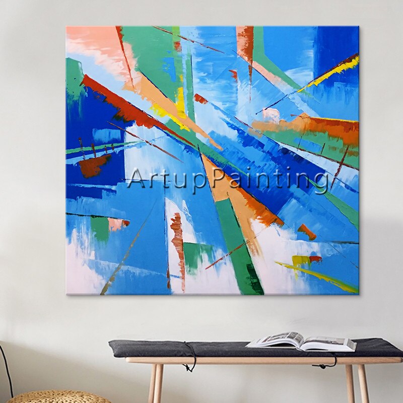 Pinturas al &oacute;leo sobre lienzo pintadas a mano, pintura al &oacute;leo abstracta moderna grande, decoraci&oacute;n de pared, im&aacute;genes art&iacute;sticas para dormitorio om2